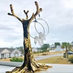 Clear Quartz and White Gold Earrings